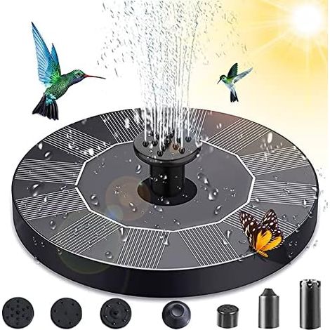 Fontaine solaire pour bassin avec 7 styles, 1,4 W monocristallin Fontaine solaire, pour étang de jardin, fontaine, circulation d'eau pour oxygène (1/5)