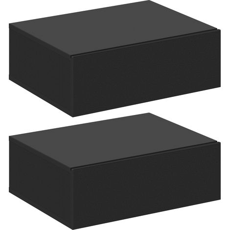 Woltu – Table de chevet flottante avec tiroir – Dimensions 30 x 40 x 14 cm – Panneau de particules noir – Économie d'espace et montage flexible (1/5)