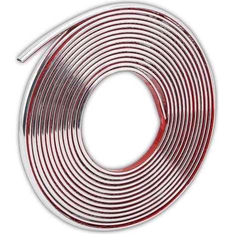 Ruban adhésif argenté 3D pour bordures murales, stickers décoratifs à coller et découper, pour plafond/angle/miroir/meuble/décoration intérieure et automobile (0,8 cm x 5 m)