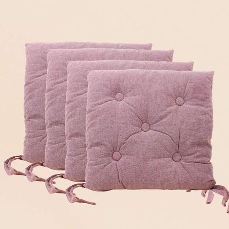 Lot de 4 galettes de chaise capitonnées unie rose (1/5)