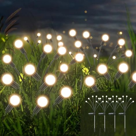 Lampe Solaire Extérieur Jardin Décoration, 4PCS 6 LED Lucioles Lumière Solaire Extérieur ,Lampe Firefly Lights,Éclairage Solaire (1/5)