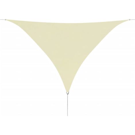 Voile toile d'ombrage parasol en tissu oxford triangulaire 5 x 5 x 5 m crème (1/4)