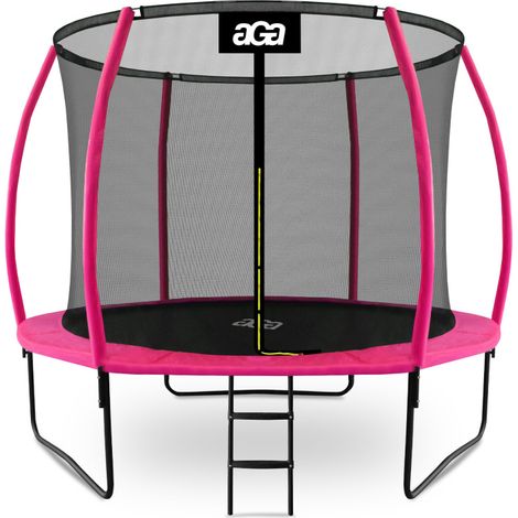 Aga SPORT EXCLUSIVE Trampolin, Kindertrampolin, Gartentrampolin mit Sicherheitsnetz 305 cm Rosa + Schutznetz + Leiter (1/5)