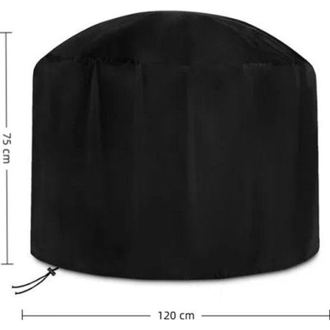 Housse de protection brasero ronde imperméable 120 x 75 cm, anti-UV, coupe-vent, noir, pour extérieur (1/4)
