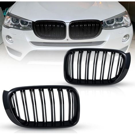 Calandres doubles «kidney» pour BMW X3/X4 restylage (F25/F26) 2014–2017, laqué noir brillant