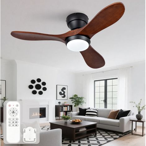 Deckenventilator mit Licht 36 Zoll, Fernbedienung, 3 Holzflügel, schwarz HAVRYA (1/5)