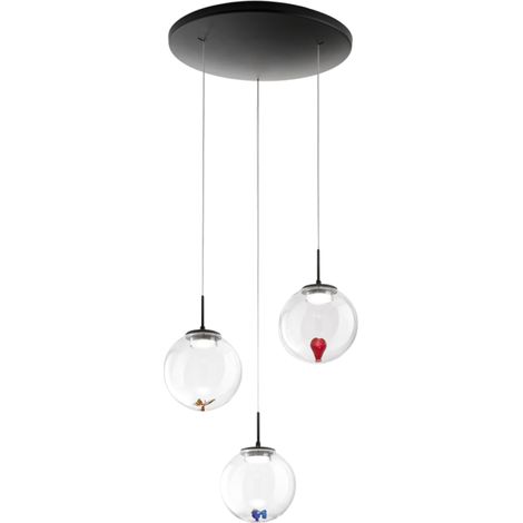 Lampadario Tondo 3 Luci Trasparente Metallo e Vetro Collezione Ariel Sospens (1/4)