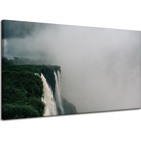 Leinwanddruck Natur – Berge und Wasserfall, 120 x 70 cm