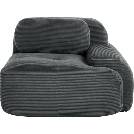 Canapé d'angle modulable - Velours côtelé gris - 104x103x70 cm - 18.2 kg - Modulaire et flexible - Accoudoirs courbés (1/5)