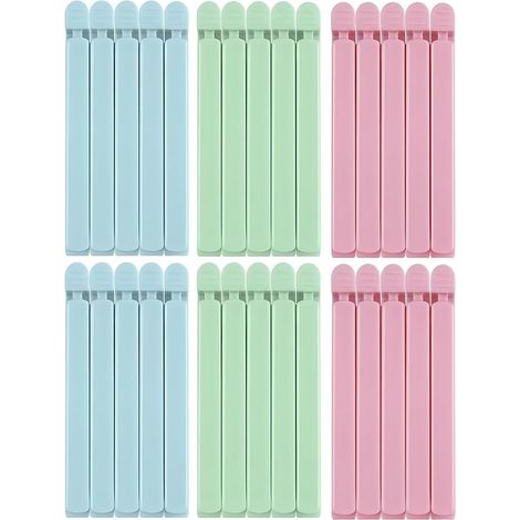 30 clips de fermeture, 15 cm de long, 3 couleurs disponibles, pour fermer facilement différents emballages alimentaires, assurer la fraîcheur des bonbons, des chips et des collations (1/5)
