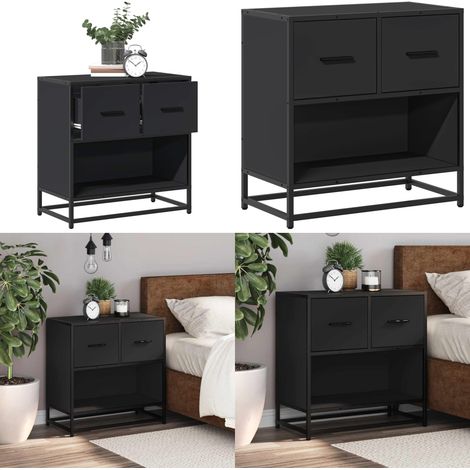 vidaXL Table de chevet noir 60x31x60 cm bois d'ingénierie et métal (1/5)