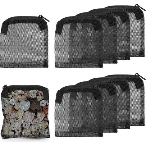 Lot de 10 sacs en maille fine pour aquarium avec fermeture éclair en plastique - Convient pour charbon actif, pierres filtrantes, anneaux en céramique (10,2 x 10,2 cm) (1/5)
