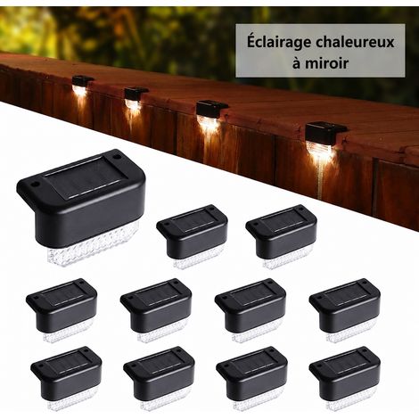 Lampe solaire LED d'escalier finition miroir lumière chaude réf 4802 7,8 × 2,8 × 4,7 cm 41 g – Livraison gratuite