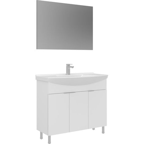 Ensemble Meuble Vasque avec Miroir (2 Pièces) "Purus 100" - 100 x 50 x 83 cm - White (1/3)