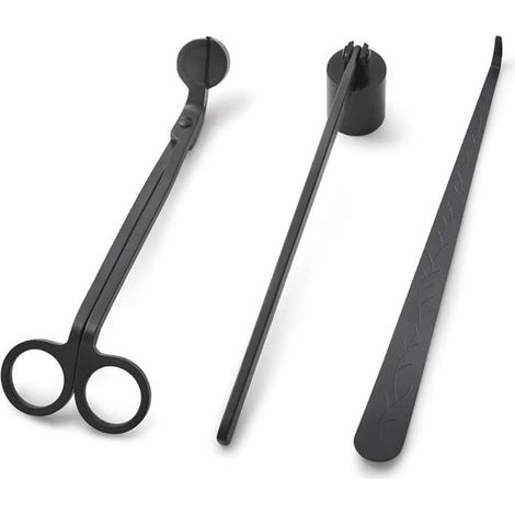 Ensemble de 3 accessoires pour bougies en acier inoxydable, outils à bougie avec boîte, noir (1/5)