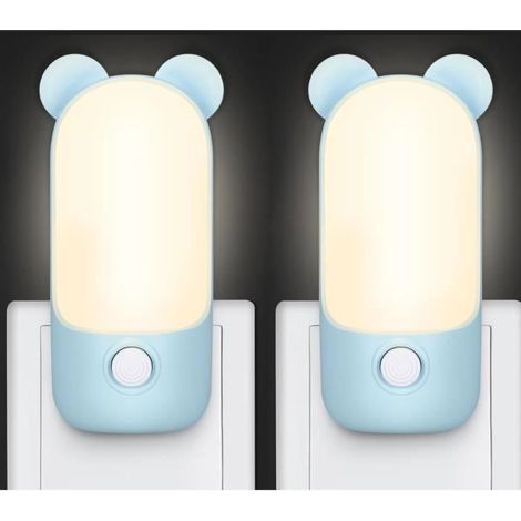 Set di 2 luci notturne a spina (blu), luci notturne per bambini con 2 modalità, luce notturna a LED per allattamento e decorazione della camera da letto. (1/4)