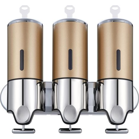 1500ML Three-Pump Soap Dispenser, Manual Hand Sanitizer Dispenser, Liquid Soap Shower Container for Toilet, Bathroom, Kitchen, Hotel, Office (1/4)