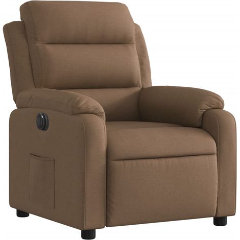 Poltrona relax porta TV con comodissima funzione reclinabile elettrica in tessuto marrone DEC028440