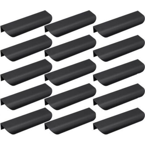 15 Schrankgriffe, unsichtbare Möbelgriffe für Schubladen, verdeckte Türgriffe, flächenbündige Griffe für Schubladen, Schranktüren und Kommoden, Lochabstand: 96 mm (1/5)