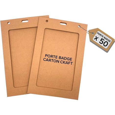 10 Porte-badge, Carton kraft 225g, Format A6, Zéro plastique, Pour événements, conférences, salons (1/5)