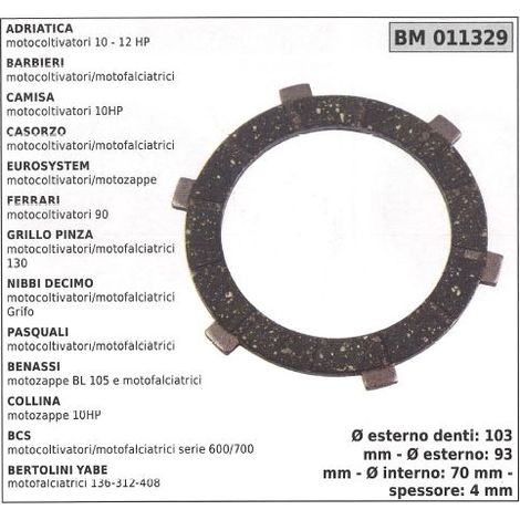 Disco de embrague para ADRIATICA BARBIERI CAMISA CASORZO 011329