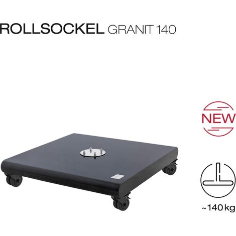 KNIRPS Granitsockel 140 kg Rollsockel schwarz poliert mit Rollen für Pendelschirme