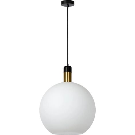 [NEUWERTIG] B-Ware Lucide Hängelampe Pendelleuchte Julius ø40cm Opal Gold Schwarz Metall Textil