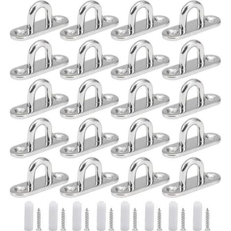 20 œillets en acier inoxydable, crochets de plafond M5, crochets de fixation, accessoires pour bateaux, pour auvents, fixation murale (1/5)