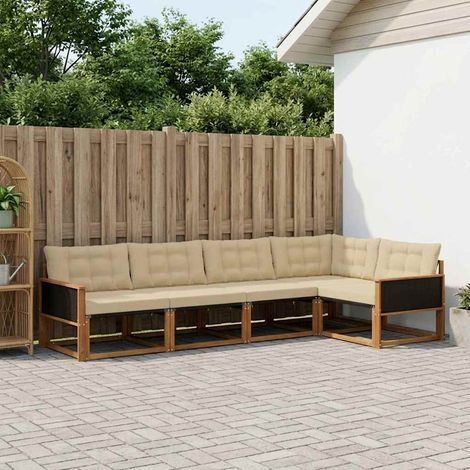 vidaXL  Outdoor Sofa Set  with Cushion 5 pcs Natural and Beige