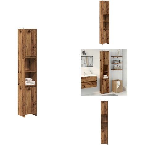 Badschrank Altholz-Optik 30x30x183,5 cm Holzwerkstoff - Badezimmerschrank - Badezimmerschränke - Badezimmermöbel - Badmöbel (1/5)