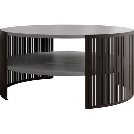 Mesa de centro Civer, Negro + Grafito, 40x0x0cm, Diámetro: 75, Aglomerado laminado, Redonda