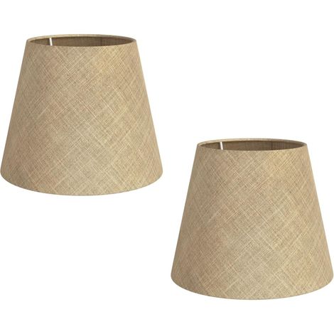 2 Pièces Abat-jour, Fibres Naturelles, Beige, 200mm, Anneau Réducteur, Pour Lampe Table Plafond