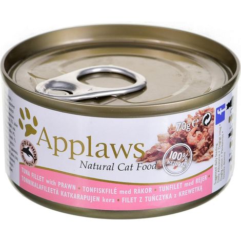 Applaws Premium Cibo Umido per Gatti Adulti 100% Naturale Tonno e Gamberetti 70g (1/2)