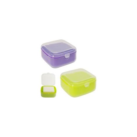 Lot de 2 Porte-savons de Voyage en Plastique avec Couvercle, Anti-Fuite, carré, Vert, Violet (1/5)