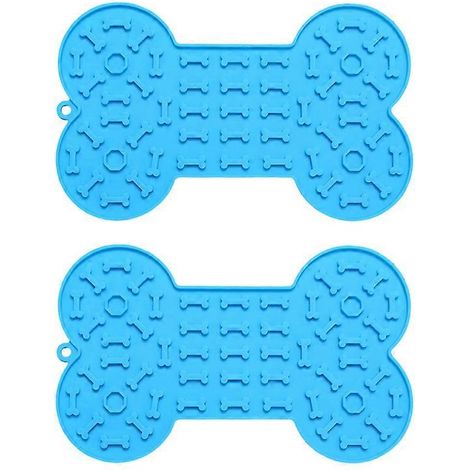 Filiyano-【02】Tapis à lécher pour animaux avec gamelle anti-glouton, bain pour chiots, assiette à lécher pour distraire, couverts bleus (1/5)