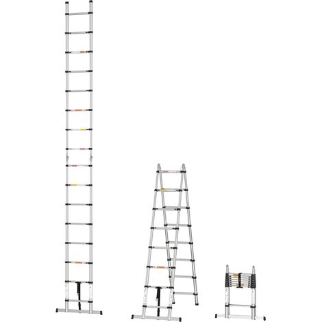 Échelle télescopique, hauteur réglable, design compact, 2,5M + 2,5M (1/5)