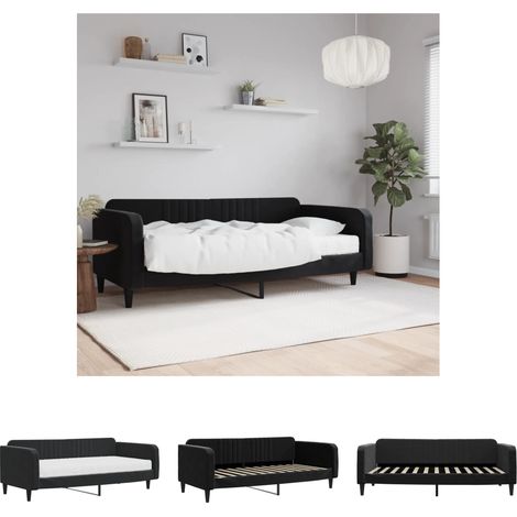 The Living Store Tagesbett mit Matratze Schwarz 100x200 cm Samt - Betten & Bettgestelle (1/5)