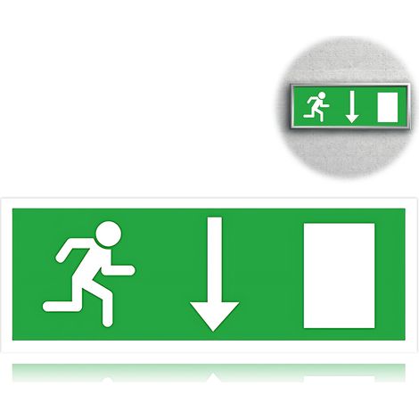 Panneau De Sortie De Secours - Flèche Vers Le Bas - 130 X 59 Mm - Autoadhésif - Phosphorescent - Pour Intérieur Et Extérieur (1/5)