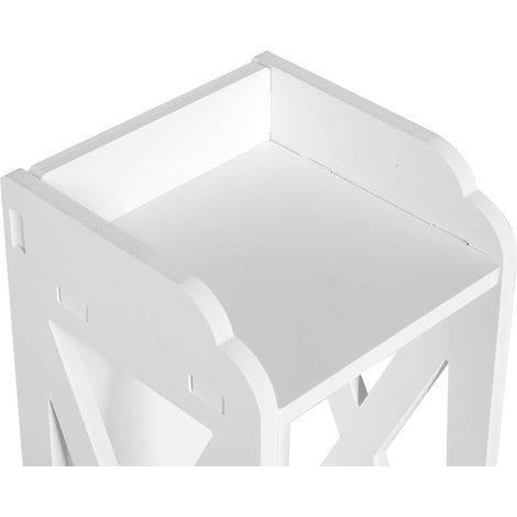 Meuble de salle de bain/WC en bois blanc, étagère avec porte-papier toilette, 80 x 15,5 x 15 cm (1/5)