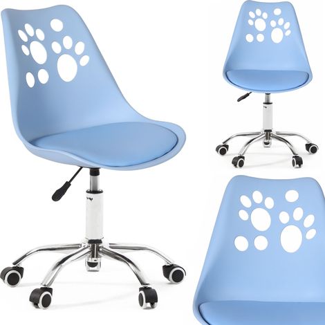Sedia girevole ergonomica, sedia da ufficio per bambini, blu