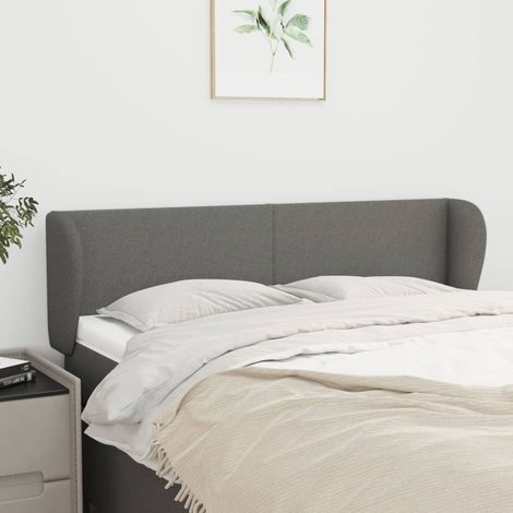 Tête de lit avec oreilles  Armoire de tête de lit Gris foncé 147x23x78/88 cm Tissu 37555