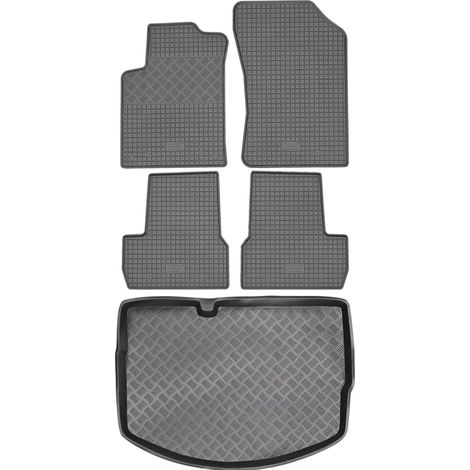 Ensemble de tapis de sol en caoutchouc pour Citroën C3 II Berline (2009-2016) + tapis de coffre