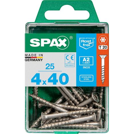 Spax Universalschrauben 4.0 x 40 mm TX 20 - 25 Stück Edelstahl Holzschrauben