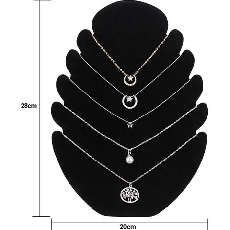 Présentoir à Bijoux Présentoir Colliers Noir 5 Encoches Presentoir Bracelet Support à Bijoux 20 28cm Collier Bracelet Pendentif Femme Fille Magasin Marché Cadeau (1/4)