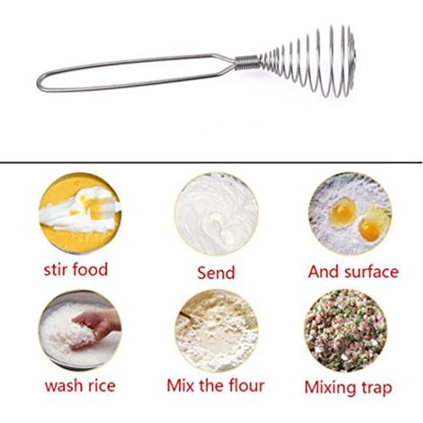 Fouet à œufs manuel en acier inoxydable, batteur à main, mixeur, mousseur à crème, pétrin à farine, adapté à une utilisation en cuisine.