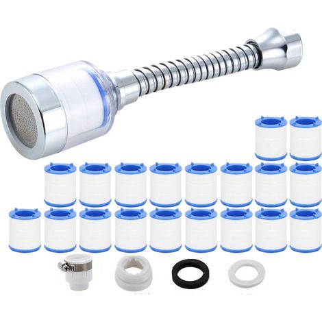 Filtro de grifo giratorio de 360 grados, filtro de agua para fregadero, 1 filtro de agua para grifo y 19 cartuchos de filtro, fácil de instalar. (1/5)