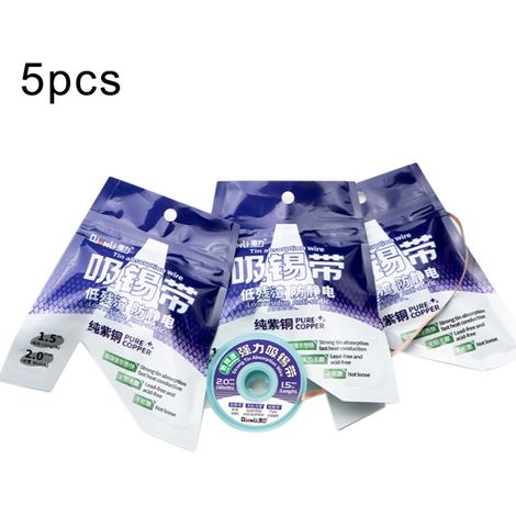 QianLi 5 in 1 desoldering wire, 1.5m x 2.0mm, pure copper, antistatic, low residue and strong, 5 in 1. (1/4)