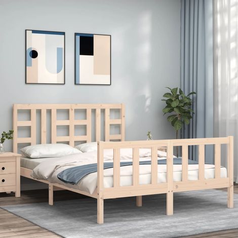 Bed Frame without Mattress Double Solid Wood Pine vidaXL (1/5)
