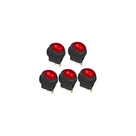 5 pièces Interrupteur à Bascule Étanche 12V 20A ON/OFF 3 broches 2 positions Commutateur à bascule Indicateur LED pour Voiture Camion Bateau Appareils électroménagersKCD1-8-101NW-BU,Rouge