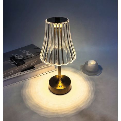 Lampe de table à rayures en cristal, lampe de table rétro, lampe de chevet, veilleuse, variateur d'intensité progressif, décoration de café. (1/5)